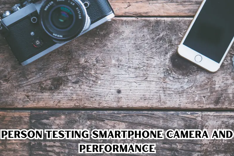 Person testing smartphone camera and performance 