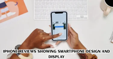 iPhone reviews showing smartphone design and display